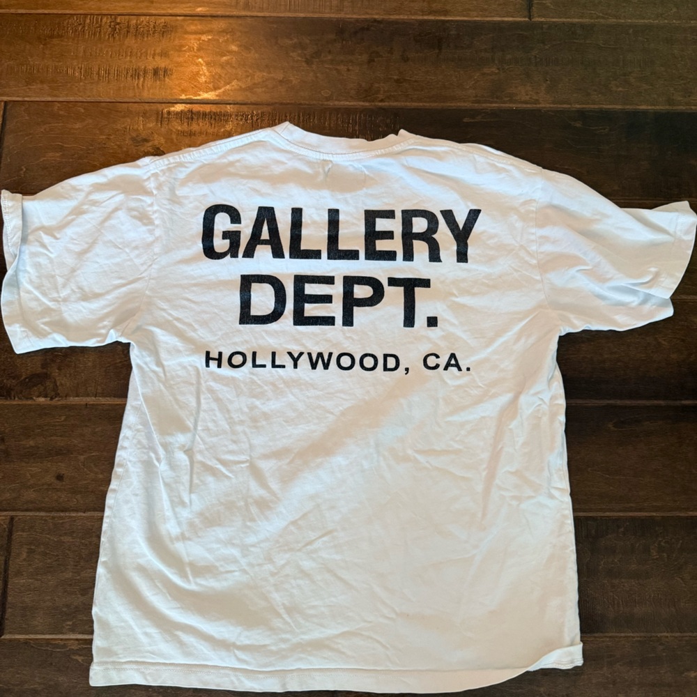 Gallery Dept White Tee with Black Text